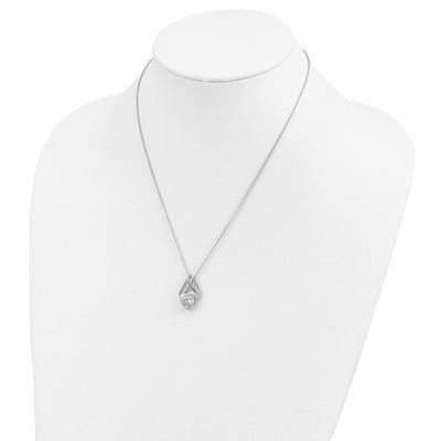 Sentimental Expressions Sterling Silver Rhodium-plated CZ Wrapped Around My Heart 18in Necklace