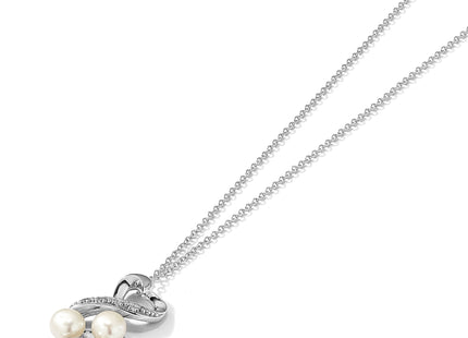 Sentimental Expressions Sterling Silver Rhodium-plated FWC Pearl CZ 2 P's in a Pod Motherhood Friendship 18in Necklace