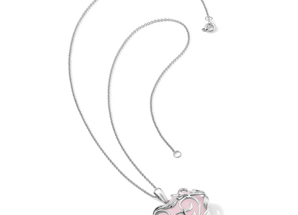 Sentimental Expressions Sterling Silver Rhodium-plated Rose Quartz Generous Heart Necklace with Poem Card
