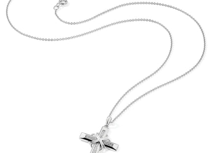 Sentimental Expressions Sterling Silver Rhodium-plated CZ Steadfast Love 18in Cross Necklace