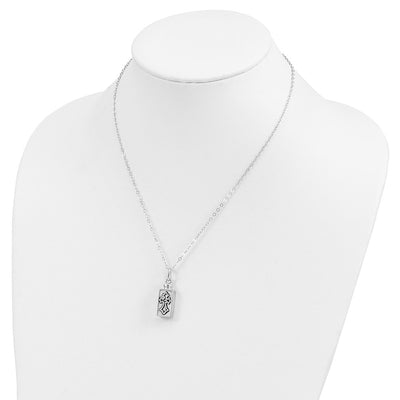Sentimental Expressions Sterling Silver Rhodium-plated Antiqued Rectangle Box Cross Ash Holder Necklace