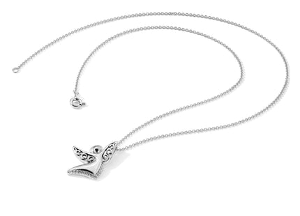 Sentimental Expressions Sterling Silver Rhodium-plated CZ Antiqued Angel Of Joy 18in. Necklace
