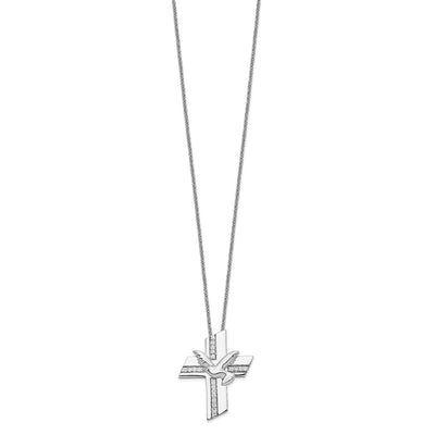 Sentimental Expressions Sterling Silver Rhodium-plated CZ Confirmation Blessings 18in. Necklace