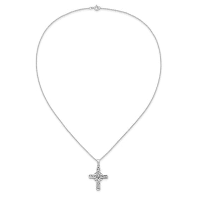 Sentimental Expressions Sterling Silver Rhodium-plated Prayer Cross 18in. Necklace