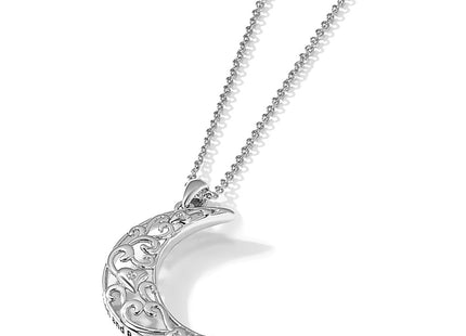Sentimental Expressions Sterling Silver Rhodium-plated CZ Antiqued Love You To The Moon and Back 18in. Necklace