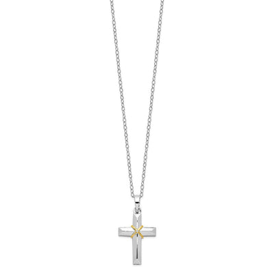 Sentimental Expressions Sterling Silver Rhodium-plated CZ Gold-tone Accent Cross Ash Holder Necklace