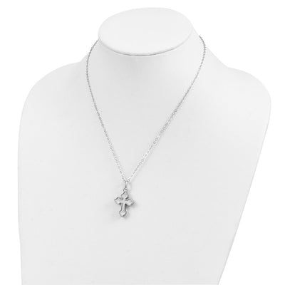 Sentimental Expressions Sterling Silver Rhodium-plated Matted Cross Ash Holder Necklace