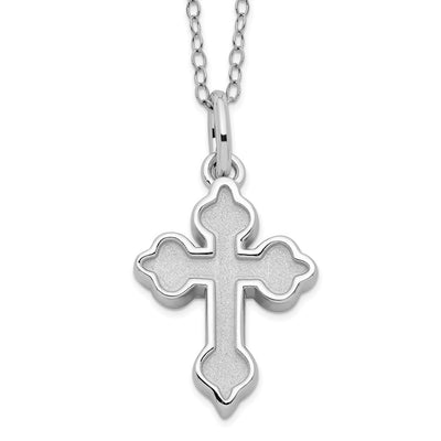 Sentimental Expressions Sterling Silver Rhodium-plated Matted Cross Ash Holder Necklace