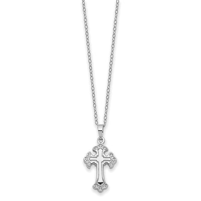 Sentimental Expressions Sterling Silver Rhodium-plated CZ Eternal Home Cross Ash Holder Necklace