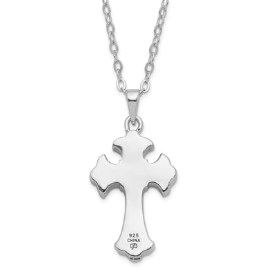 Sentimental Expressions Sterling Silver Rhodium-plated CZ Eternal Home Cross Ash Holder Necklace