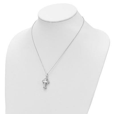 Sentimental Expressions Sterling Silver Rhodium-plated CZ Eternal Home Cross Ash Holder Necklace
