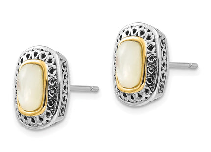 14k/Silver Two-Tone Earrings Style QTC1024 - Classique Jewelry Inc.