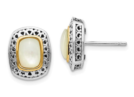 14k/Silver Two-Tone Earrings Style QTC1024 - Classique Jewelry Inc.