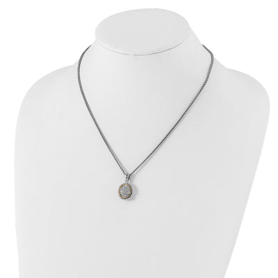 Shey Couture Sterling Silver with 14K Accent Antiqued Diamond Necklace, 18 x 15mm
