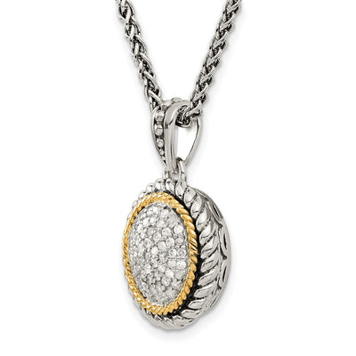 Shey Couture Sterling Silver with 14K Accent Antiqued Diamond Necklace, 18 x 15mm