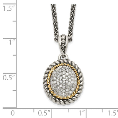 Shey Couture Sterling Silver with 14K Accent Antiqued Diamond Necklace, 18 x 15mm
