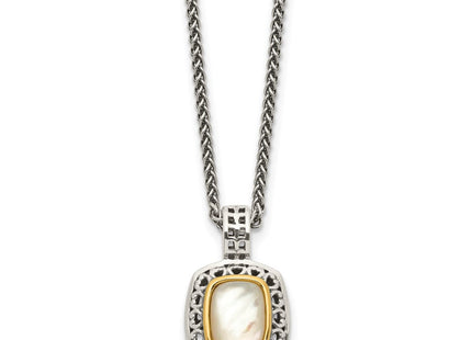 Sterling silver mother of pearl mother necklace, alternate view