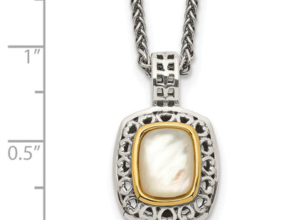 Sterling silver mother of pearl mother necklace, another view