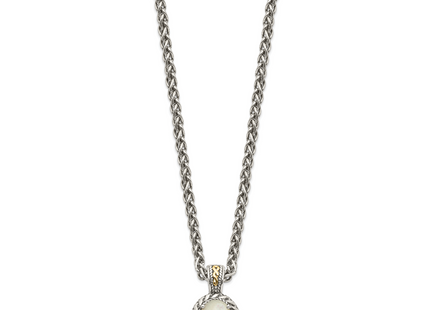 Shey Couture Sterling Silver with 14K Accent Antiqued Mother Of Pearl Necklace, 18 x 16mm