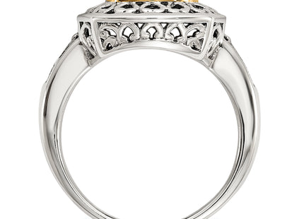 Shey Couture Sterling Silver with 14K Accent Antiqued Mother of Pearl Ring