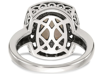 Shey Couture Sterling Silver with 14K Accent Antiqued Mother of Pearl Ring