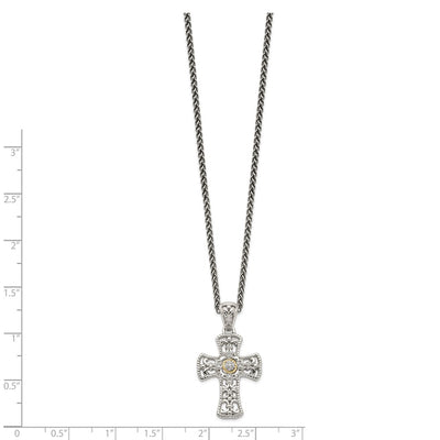 Shey Couture Sterling Silver with 14K Accent Diamond Cross Necklace