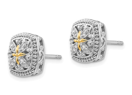 14k/Silver Two-Tone Earrings Style QTC1172 - Classique Jewelry Inc.