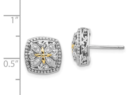 14k/Silver Two-Tone Earrings Style QTC1172 - Classique Jewelry Inc.