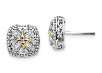 14k/Silver Two-Tone Earrings Style QTC1172 - Classique Jewelry Inc.