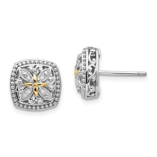 14k/Silver Two-Tone Earrings Style QTC1172 - Classique Jewelry Inc.