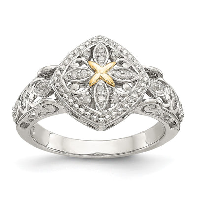 Sterling silver diamond ring