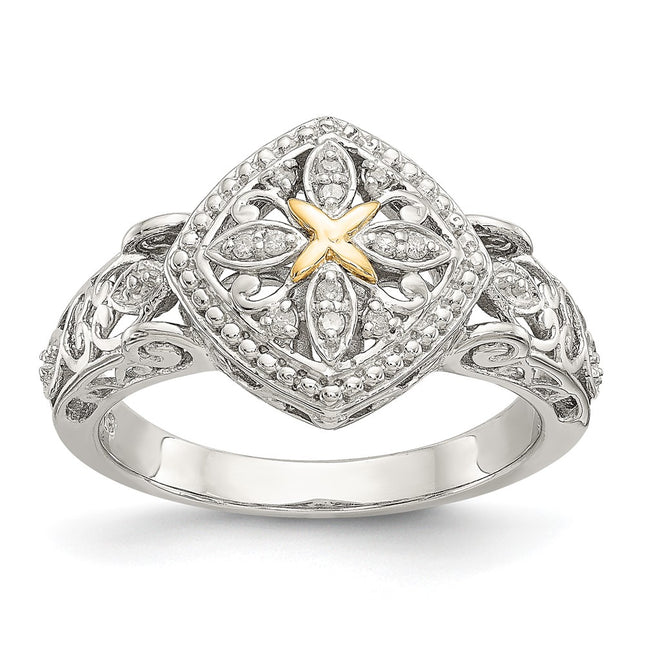 Sterling silver diamond ring