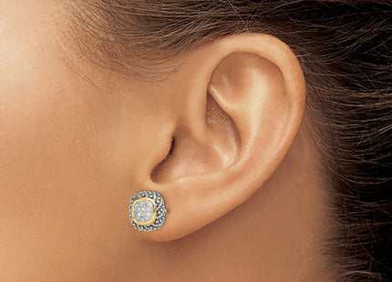14k/Silver Two-Tone Earrings Style QTC1188 - Classique Jewelry Inc.