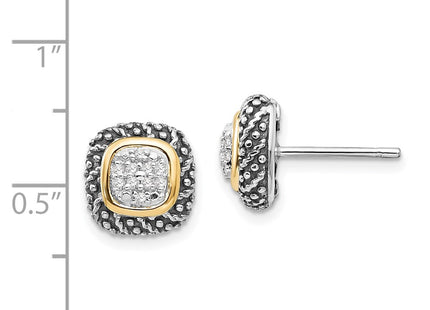 14k/Silver Two-Tone Earrings Style QTC1188 - Classique Jewelry Inc.