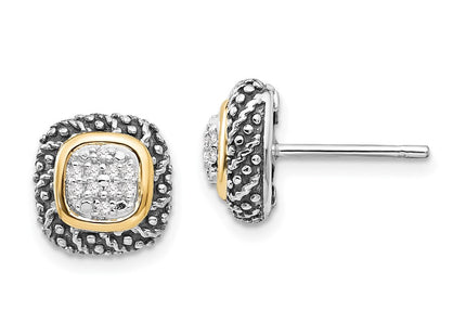 14k/Silver Two-Tone Earrings Style QTC1188 - Classique Jewelry Inc.