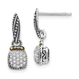 14k/Silver Two-Tone Earrings Style QTC1191 - Classique Jewelry Inc.