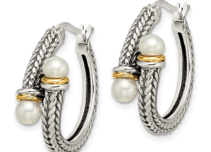 14k/Silver Two-Tone Earrings Style QTC1195 - Classique Jewelry Inc.