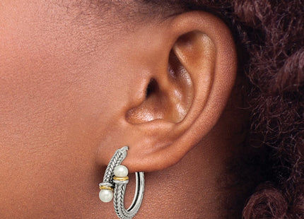 14k/Silver Two-Tone Earrings Style QTC1195 - Classique Jewelry Inc.