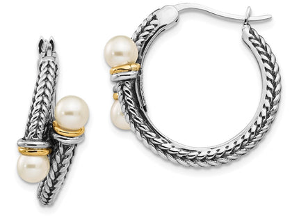 14k/Silver Two-Tone Earrings Style QTC1195 - Classique Jewelry Inc.