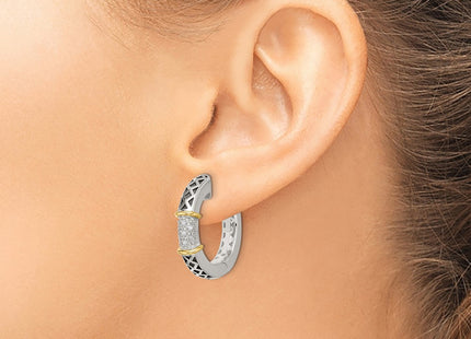 14k/Silver Two-Tone Earrings Style QTC12 - Classique Jewelry Inc.