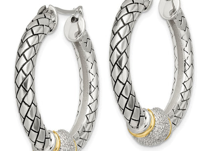 14k/Silver Two-Tone Earrings Style QTC122 - Classique Jewelry Inc.