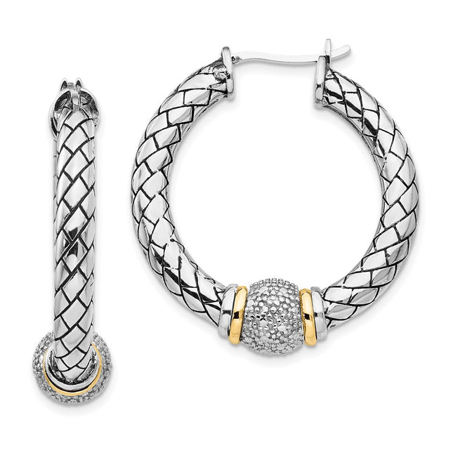 Sterling silver diamond hoop earrings