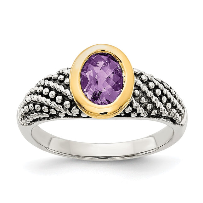 Sterling silver amethyst oval ring