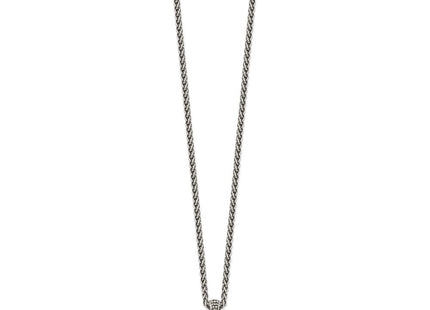 Shey Couture Sterling Silver with 14K Accent Antiqued Round Blue Topaz Necklace (Style QTC1301)