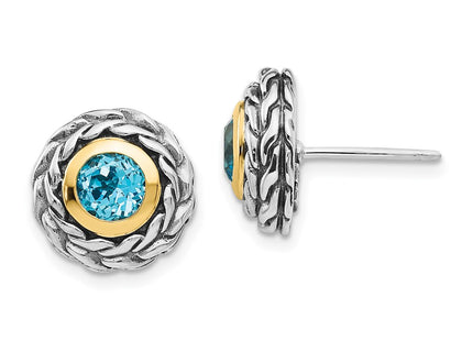 14k/Silver Two-Tone Earrings Style QTC1306 - Classique Jewelry Inc.