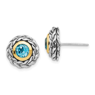 14k/Silver Two-Tone Earrings Style QTC1306 - Classique Jewelry Inc.