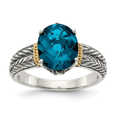 Sterling silver blue topaz oval ring