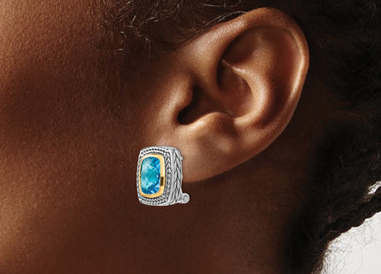 14k/Silver Two-Tone Earrings Style QTC151 - Classique Jewelry Inc.