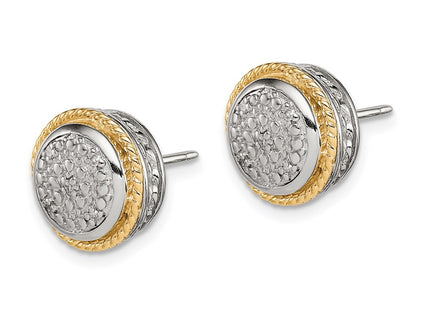 14k/Silver Two-Tone Earrings Style QTC1525 - Classique Jewelry Inc.