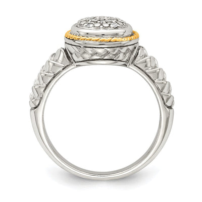 Shey Couture Sterling Silver Rhodium-plated with 14K Accent Polished Diamond Ring